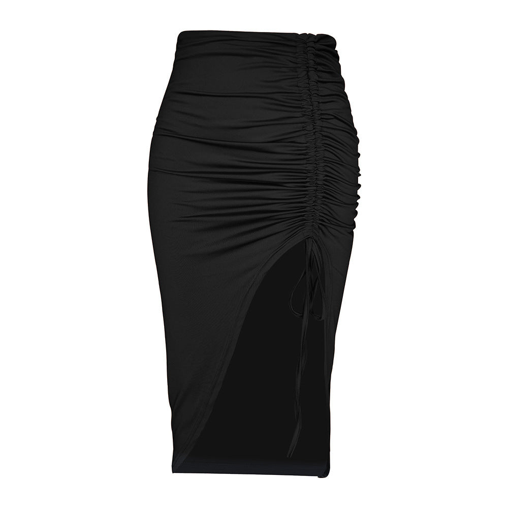 Damen Maxirock mit raffinierten Rüschendetails und hohem Schlitz Drune