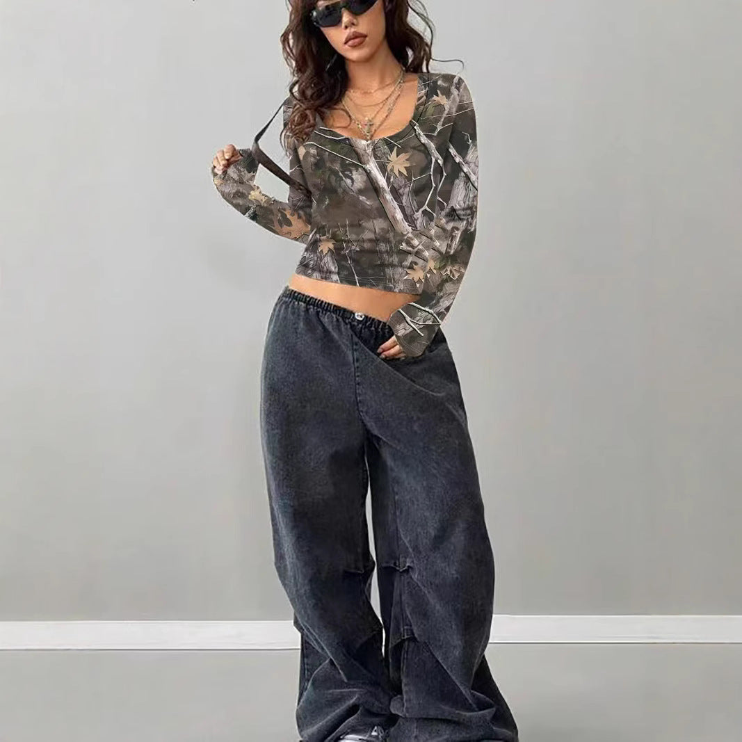 Damen langärmliges Camouflage-Shirt Drune