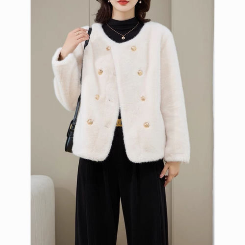 Damen Modische Softjacke mit eleganten Knöpfen Drune