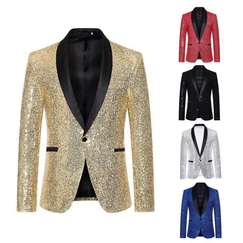 Herren glamouröser Pailletten-Blazer mit modernem Schnitt Drune