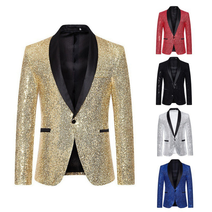 Herren glamouröser Pailletten-Blazer mit modernem Schnitt Drune