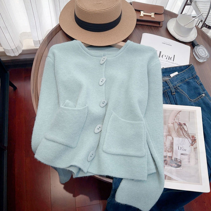 Damen Kuschelige Strickjacke mit Zierstichen Drune