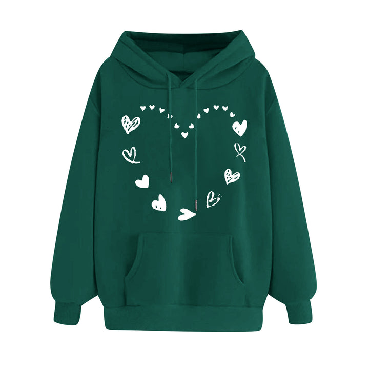 Damen Kapuzensweater mit verspieltem Herzmotiv und bequemer Kängurutasche Drune