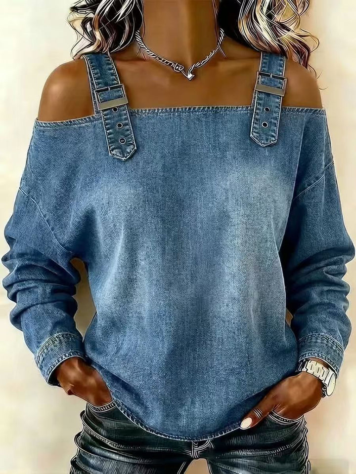 Damen lässiges Sweatshirt mit dekorativen Schulterdetails Drune