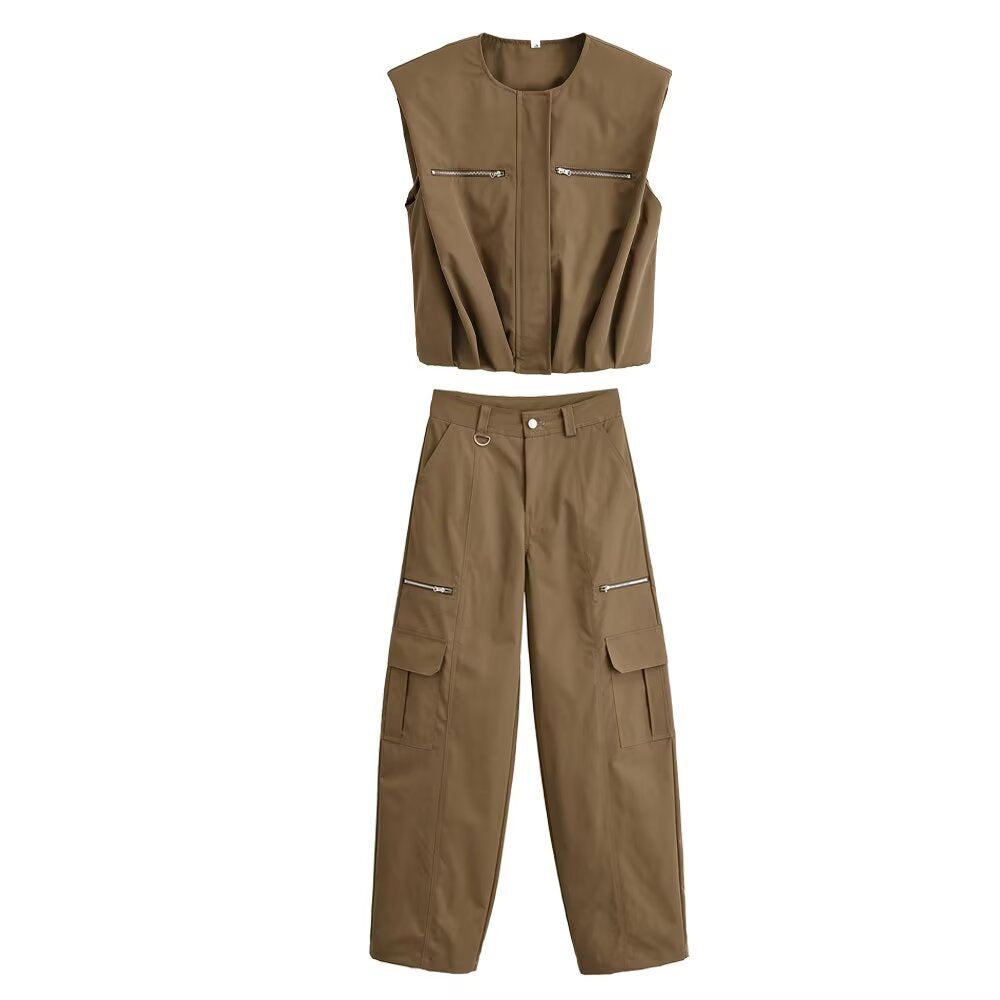 Damen Cargo-Hose mit praktischen Seitentaschen und Reißverschlussdetails Drune