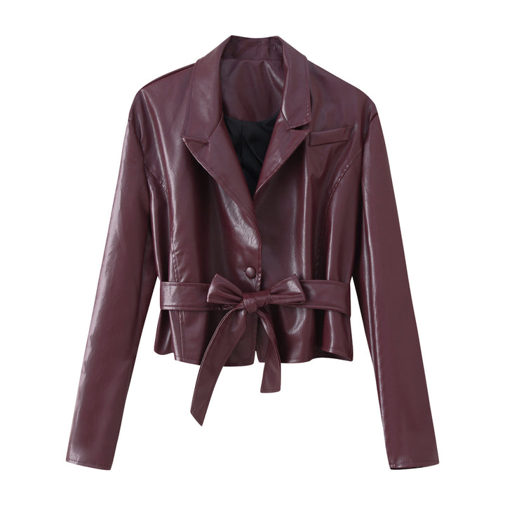 Damen Elegante Kunstlederjacke Drune