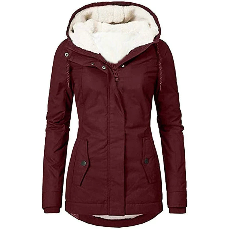 Drune | Damen Kapuzenparka – Semi-Fitted – Plüschfutter – Mittellange – Wetterbeständig
