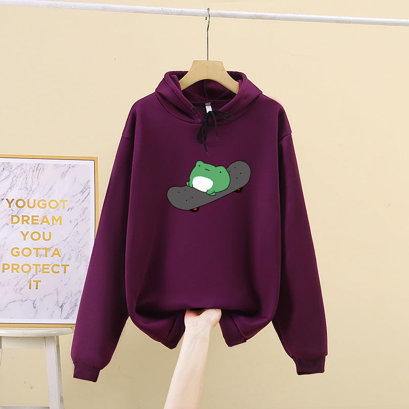 Damen Kapuzenpullover mit verspieltem Froschdesign Drune