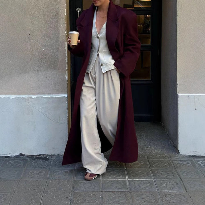 Damen eleganter Wool Coat mit doppelter Knopfleiste Drune