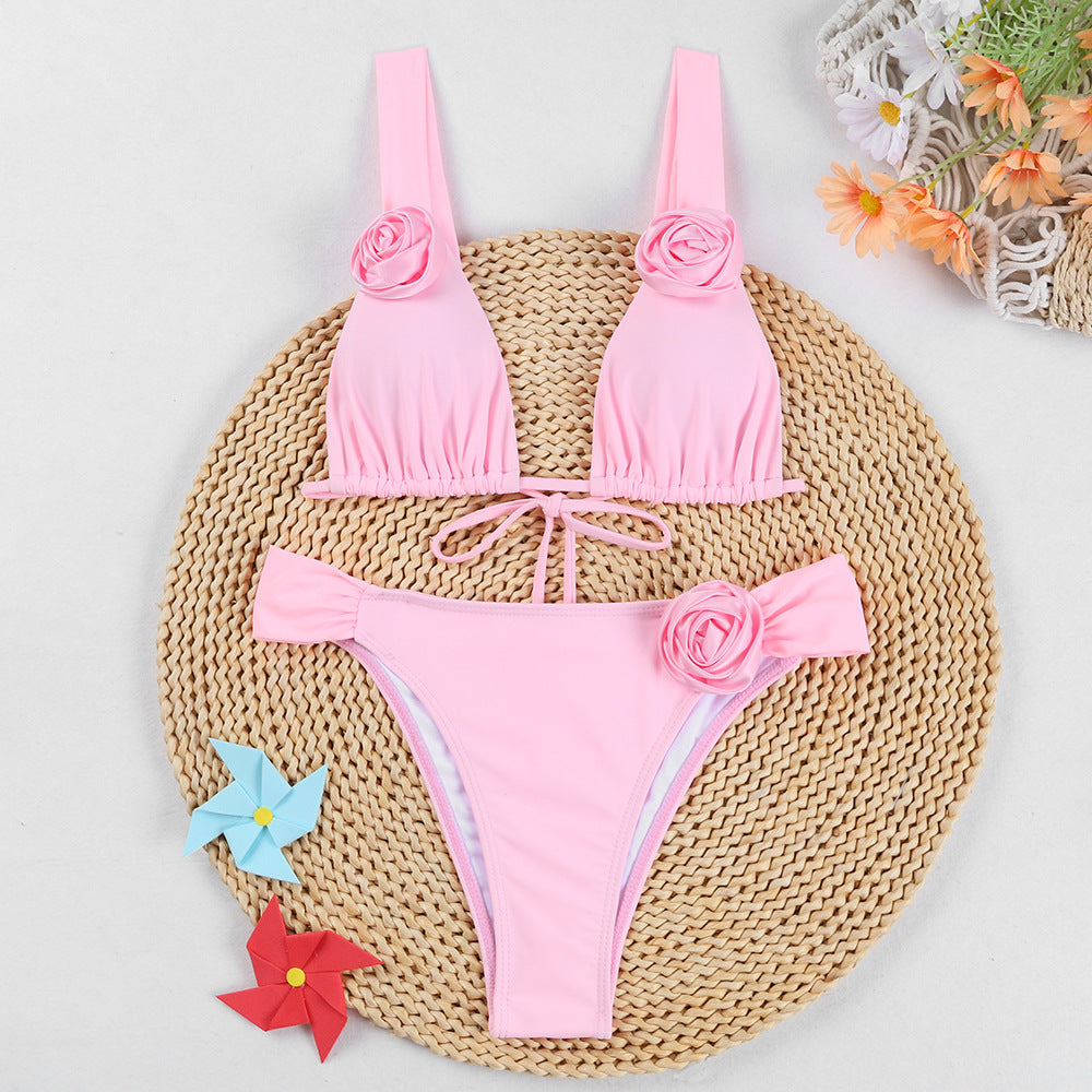 Damen Triangel-Bikini mit Blumenapplikationen Drune