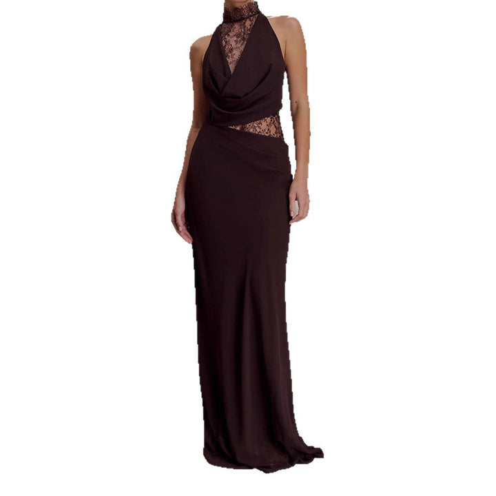 Damen Elegantes Bodenkonturen-Kleid mit exquisiter Spitzeneinlage Drune
