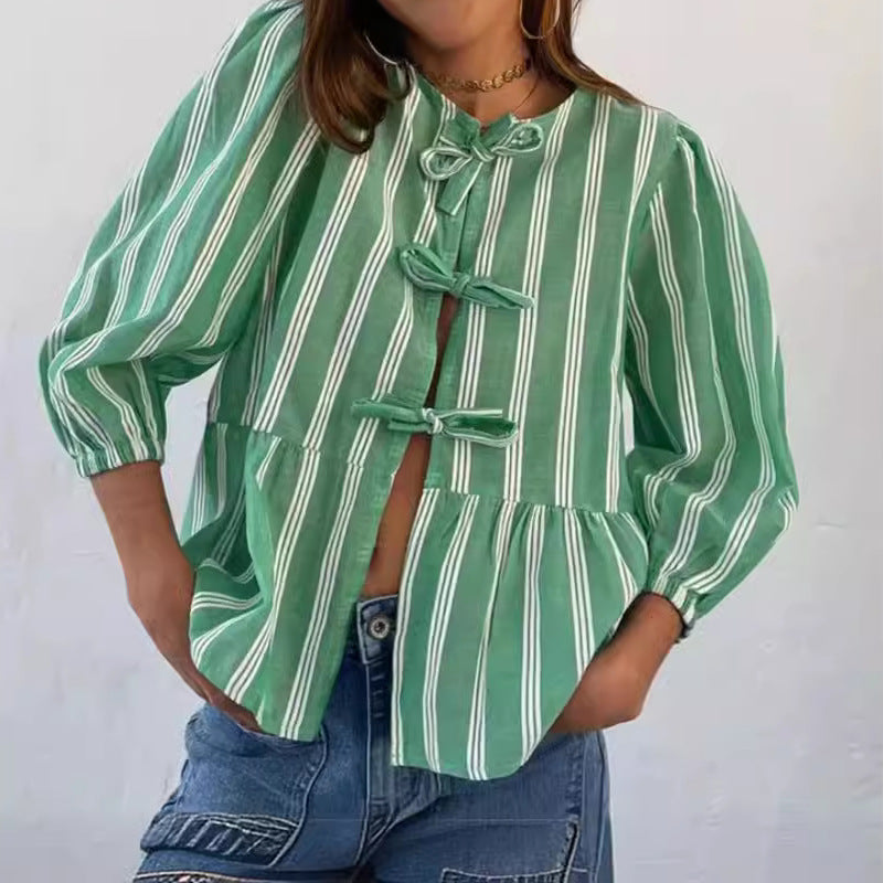 Damen Bluse mit Rüschendetails und raffinierter Knopföffnung Drune