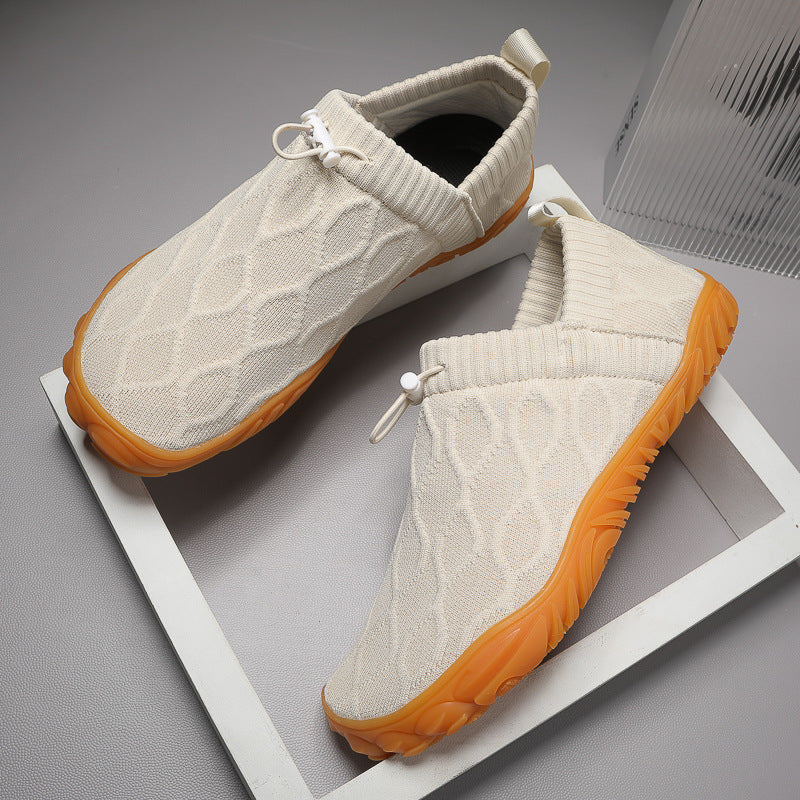 Herren gestrickte Slip-On Freizeitsneaker mit elastischem Schaft, Zuglasche und griffiger Gummisohle Drune