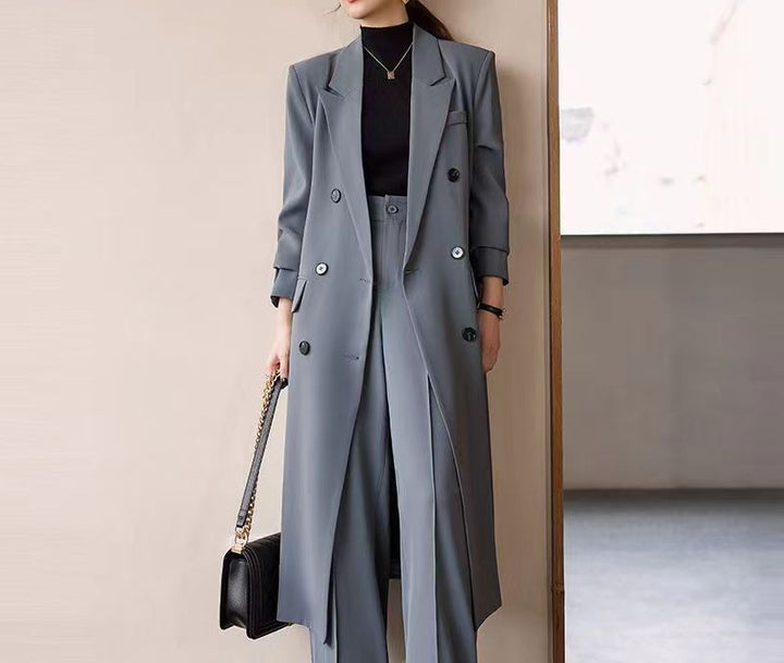 Damen Eleganter und taillierter Doppelreiher-Mantel Drune