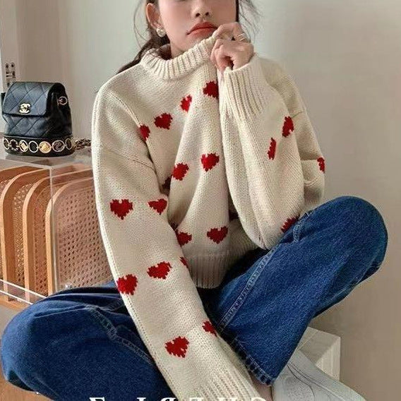 Damen Pullover mit Herzmotiv und lässigem Schnitt Drune