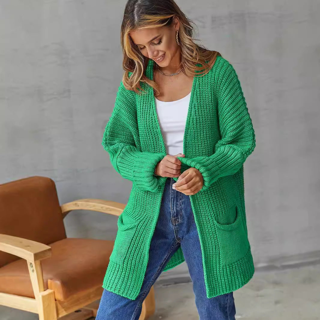 Damen Strickjacke mit tiefem V-Ausschnitt und praktischen Taschen Drune