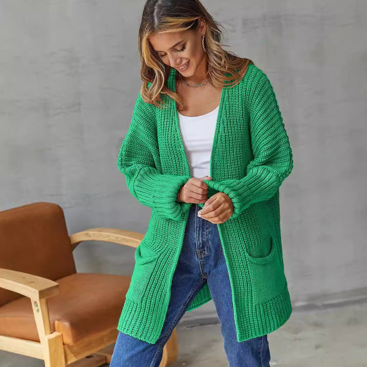 Damen Strickjacke mit tiefem V-Ausschnitt und praktischen Taschen Drune