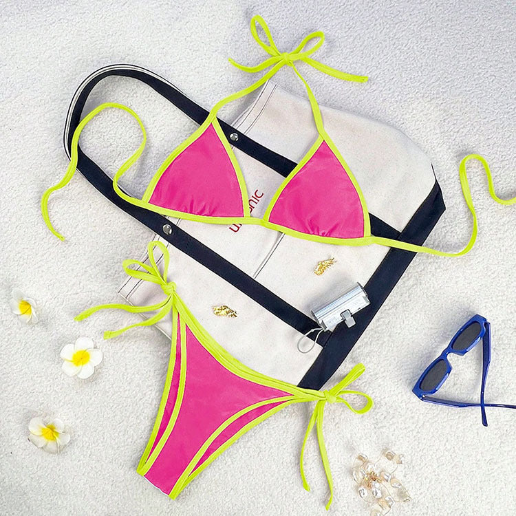 Damen Triangel-Bikini mit kontrastierenden Trägern Drune
