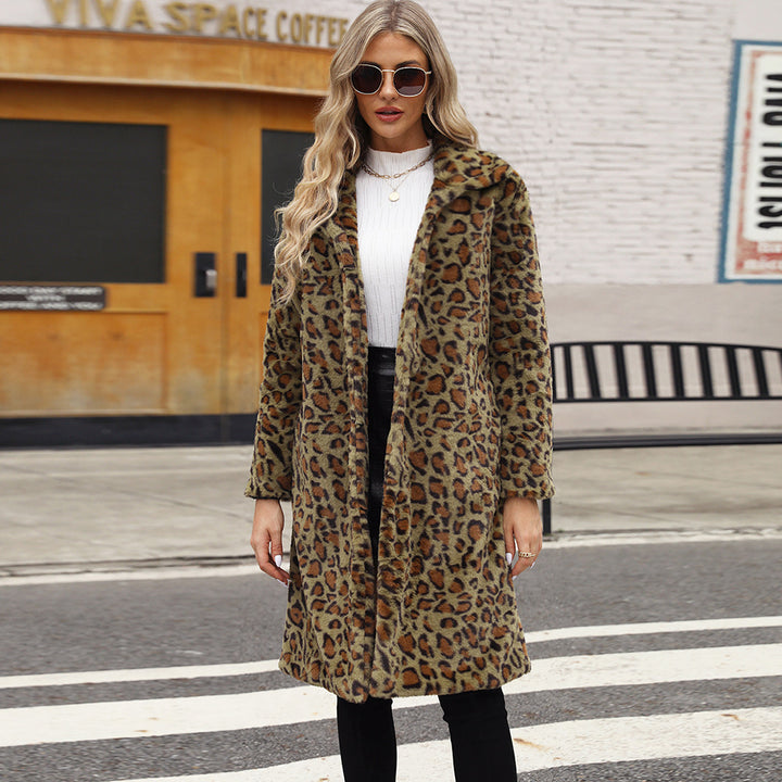 Damen Luxuriöser Leopardenfell-Mantel Drune
