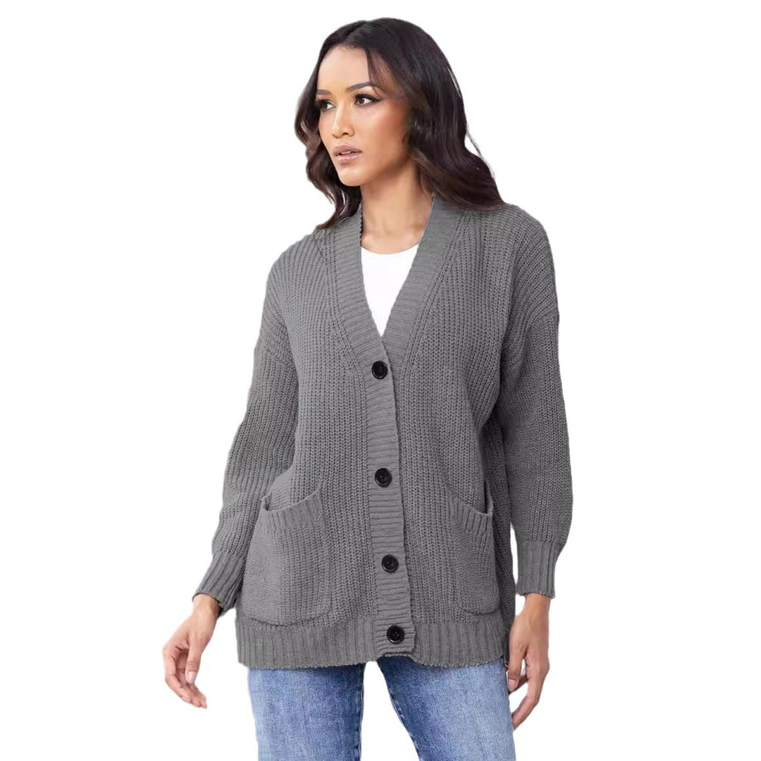 Damen Strickjacke mit großen Taschen und klassischem Knopfverschluss Drune