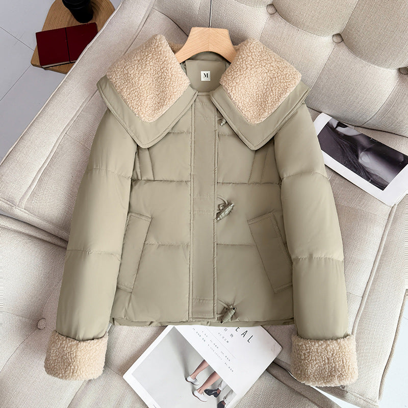 Damen Kurze steppjacke mit oversized Schnitt und Kunstfellkragen Drune