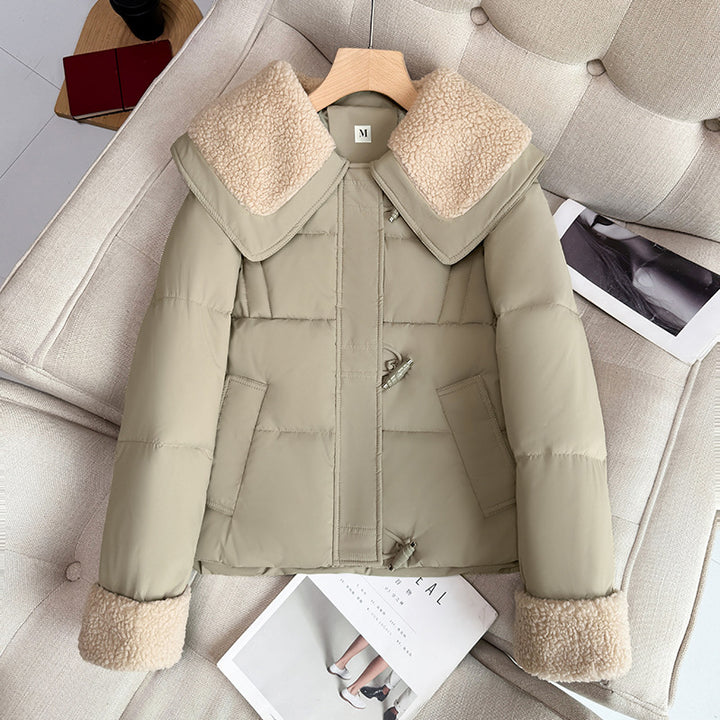 Damen Kurze steppjacke mit oversized Schnitt und Kunstfellkragen Drune