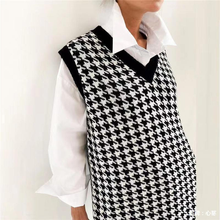 Damen Strickkleid mit angesagtem Hahnentrittmuster Drune