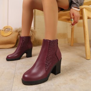 Damen nan elegante Ankle-Boots mit geflochtenem Cut-Out-Obermaterial, seitlichem Reißverschluss und komfortablem Blockabsatz Drune