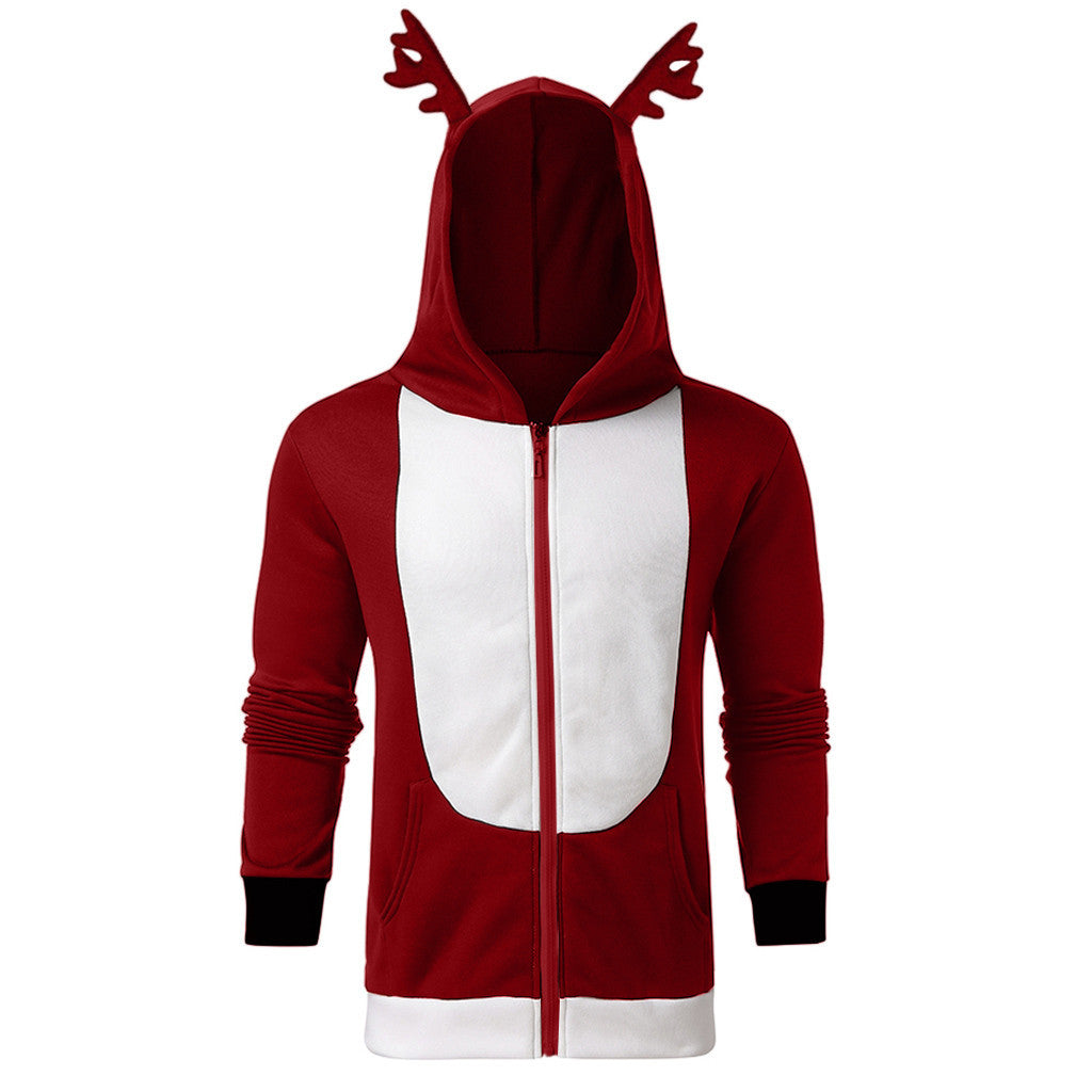 Damen Kapuzenpullover mit Rentieraugen und Kängurutasche Drune
