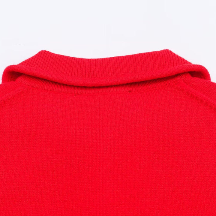 Damen modische Strickjacke mit Kragen und eleganter Knopfleiste Drune