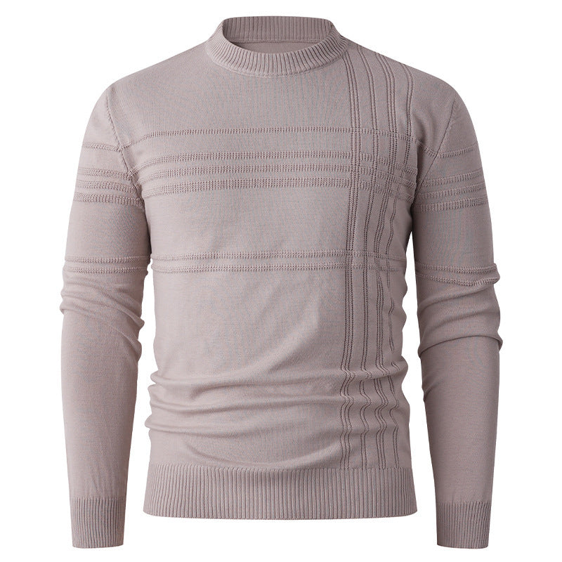 Herren nan Feinstrick-Pullover Rundhals mit geprägter Streifenstruktur und schmaler Silhouette Drune