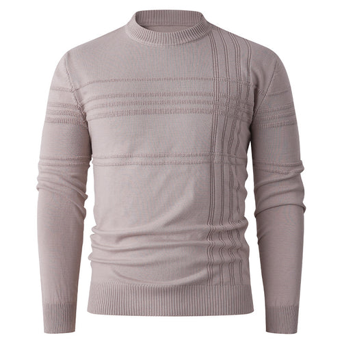 Herren nan Feinstrick-Pullover Rundhals mit geprägter Streifenstruktur und schmaler Silhouette Drune