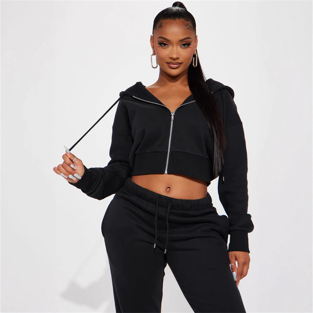 Damen Relaxed-Fit Sweat-Set mit Kapuze und weiten Hosen Drune