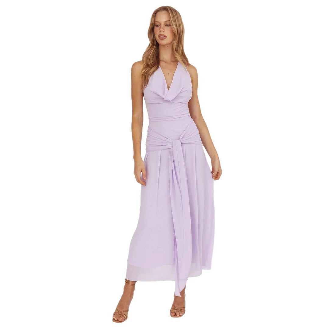 Damen Elegantes langes Abendkleid mit raffiniertem Halternetz Drune