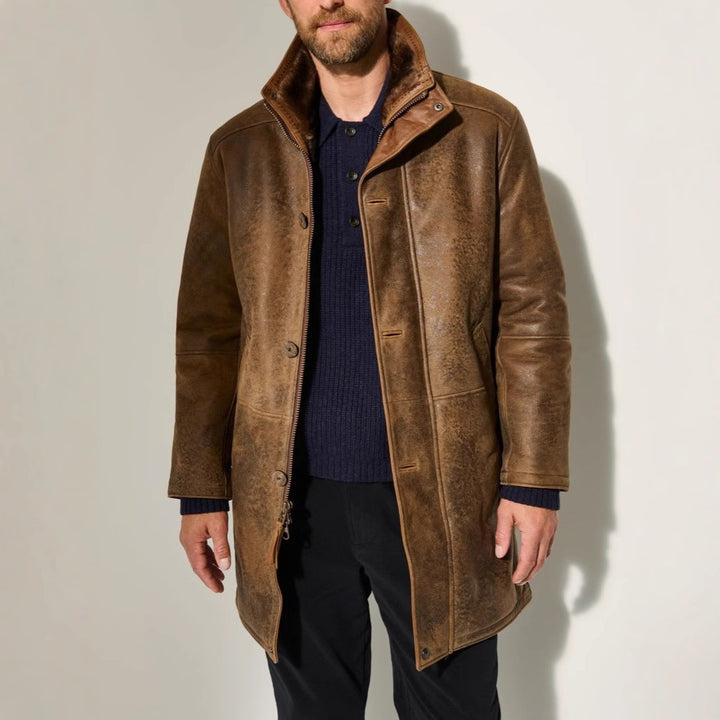 Herren elegante Lammlederjacke mit gefüttertem Kragen und diversen Taschen Drune
