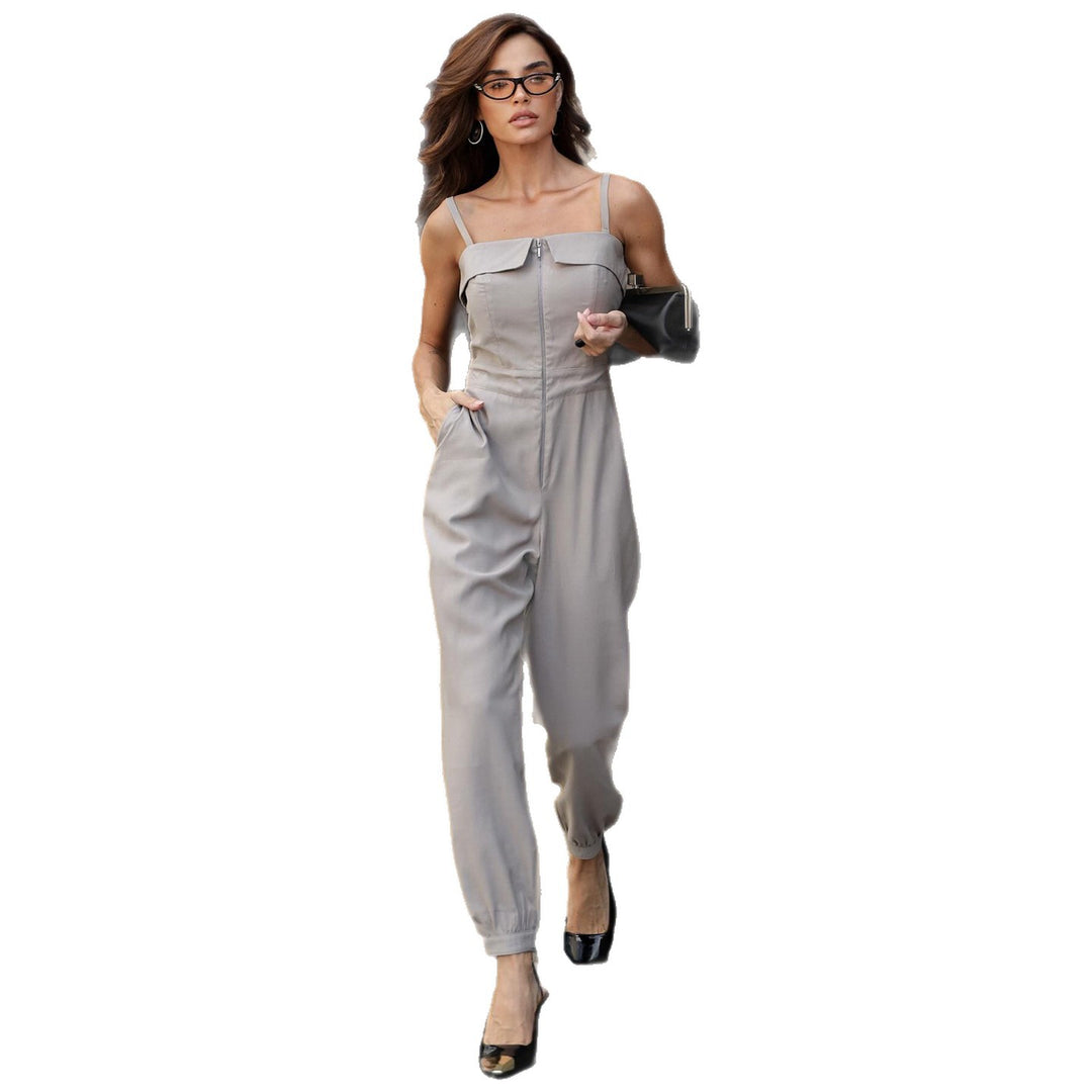 Damen Jumpsuit mit eleganten Trägern und modischem Reißverschluss Drune