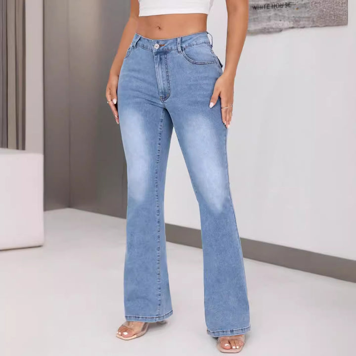 Damen Bootcut Jeans mit hohem Bund und ausgefallenem Design Drune