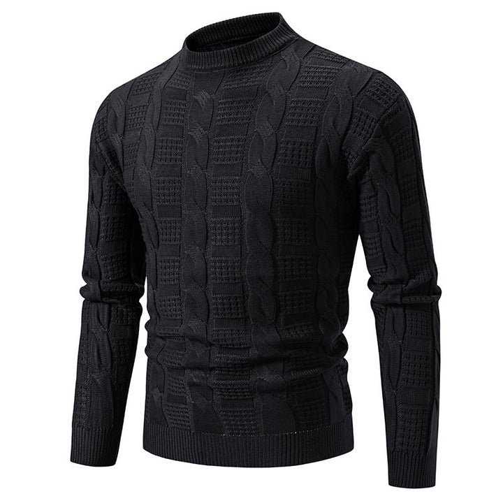 Herren eleganter Strickpullover mit hochgeschlossenem Kragen und Zopfmuster Drune