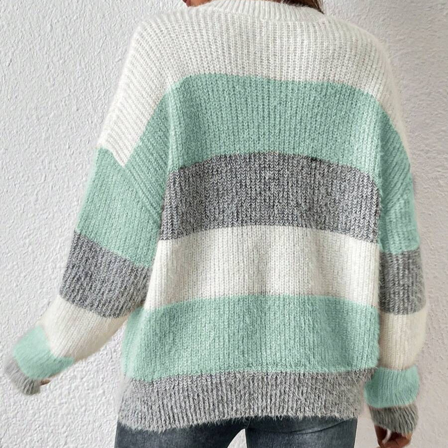 Damen Modischer Streifenpullover mit weichem Textilmaterial Drune