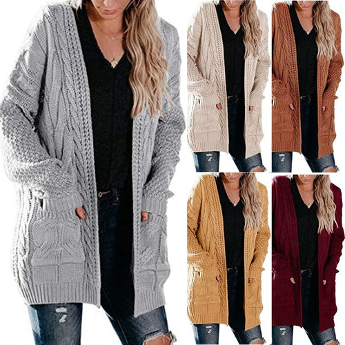Damen Grobstrickjacke mit femininer Silhouette und praktischen Taschen Drune