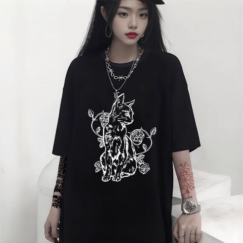 Damen Oversized T-Shirt mit dekorativem Schleifenmotiv Drune