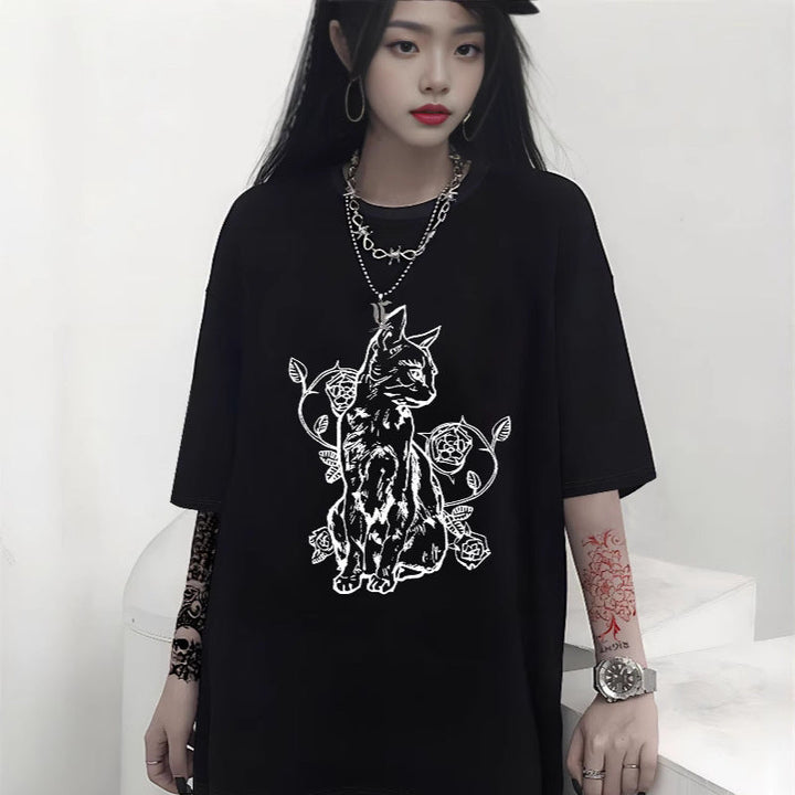 Damen Oversized T-Shirt mit dekorativem Schleifenmotiv Drune