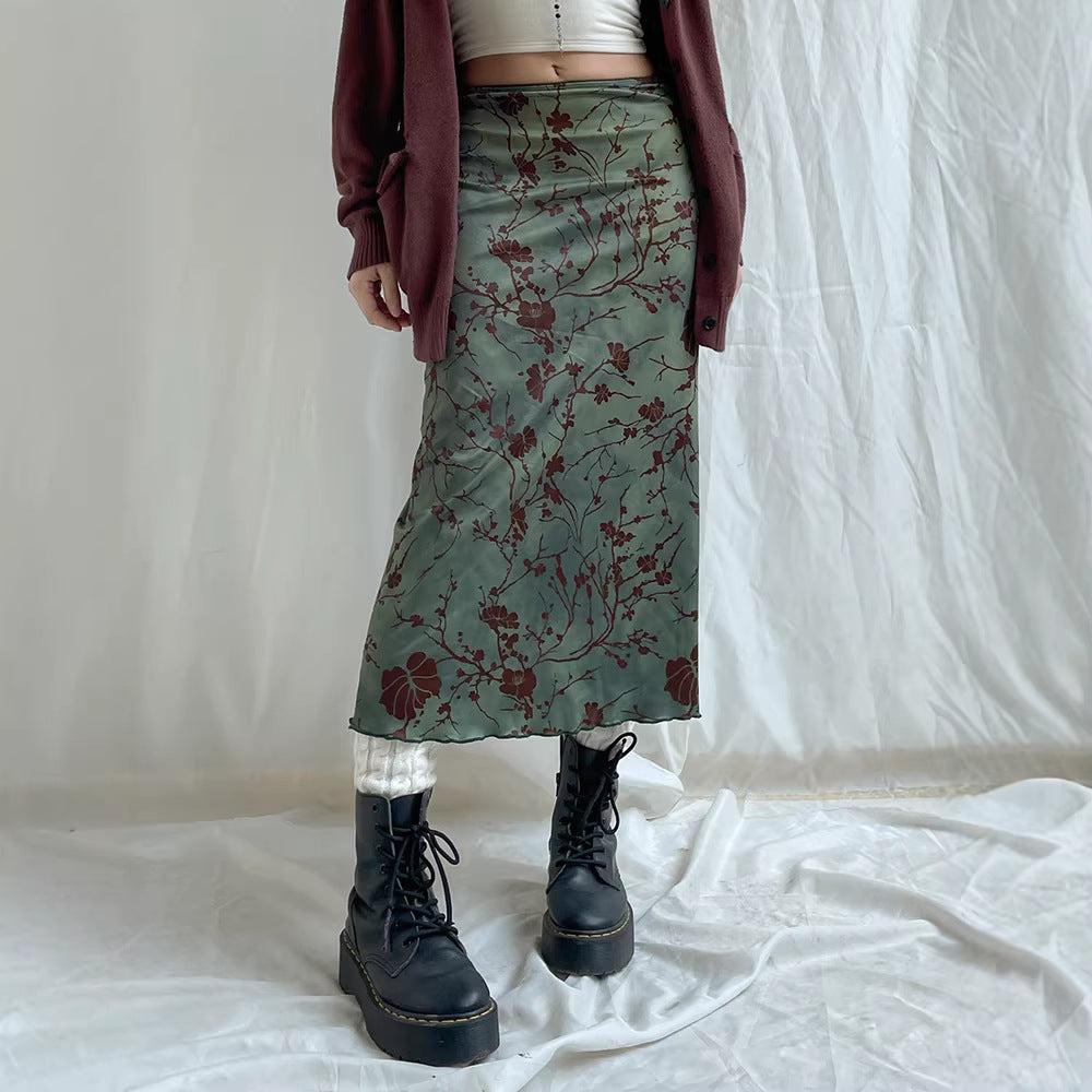 Damen Maxirock mit floralem Druck und elegantem Schnitt Drune