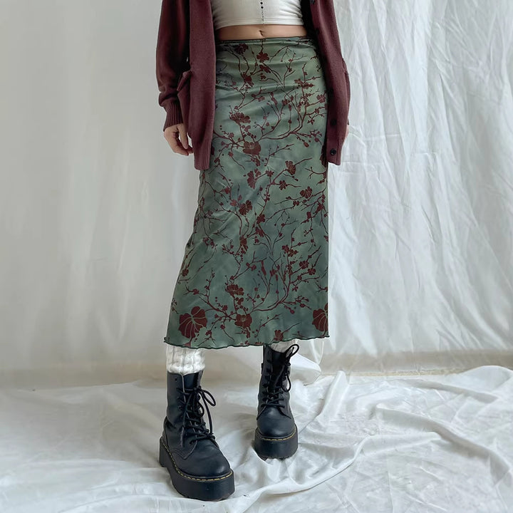 Damen Maxirock mit floralem Druck und elegantem Schnitt Drune