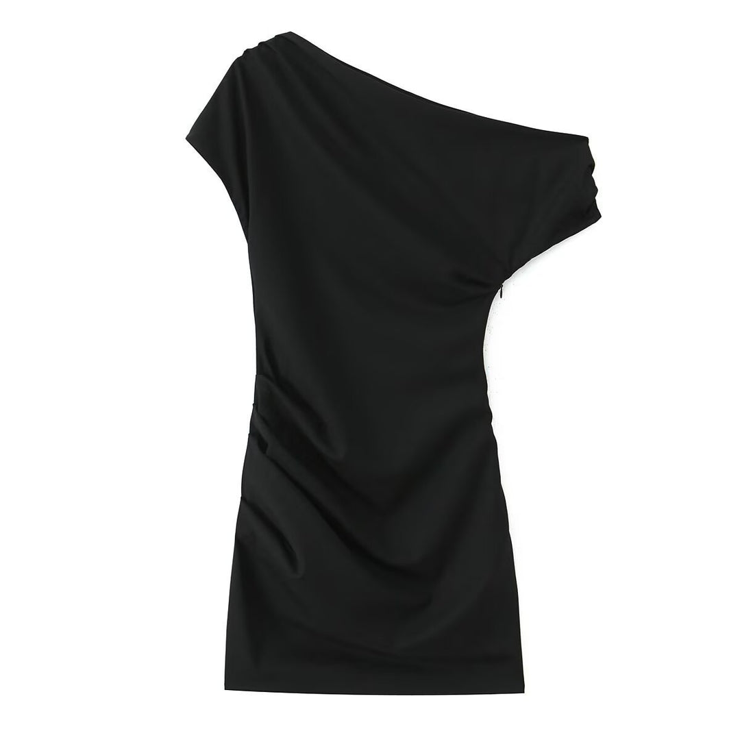 Damen asymmetrisches Cocktailkleid mit drapiertem Design Drune