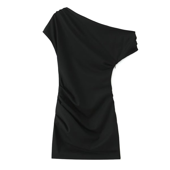 Damen asymmetrisches Cocktailkleid mit drapiertem Design Drune