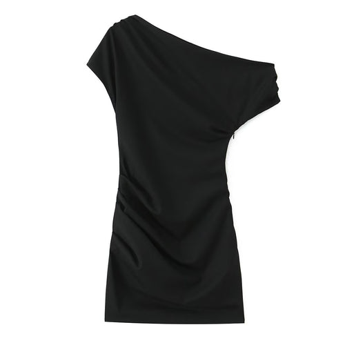 Damen asymmetrisches Cocktailkleid mit drapiertem Design Drune