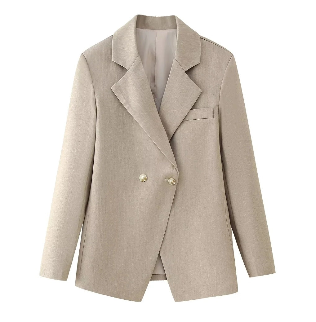 Damen eleganter, doppelreihiger Blazer mit klassischem Revers Drune