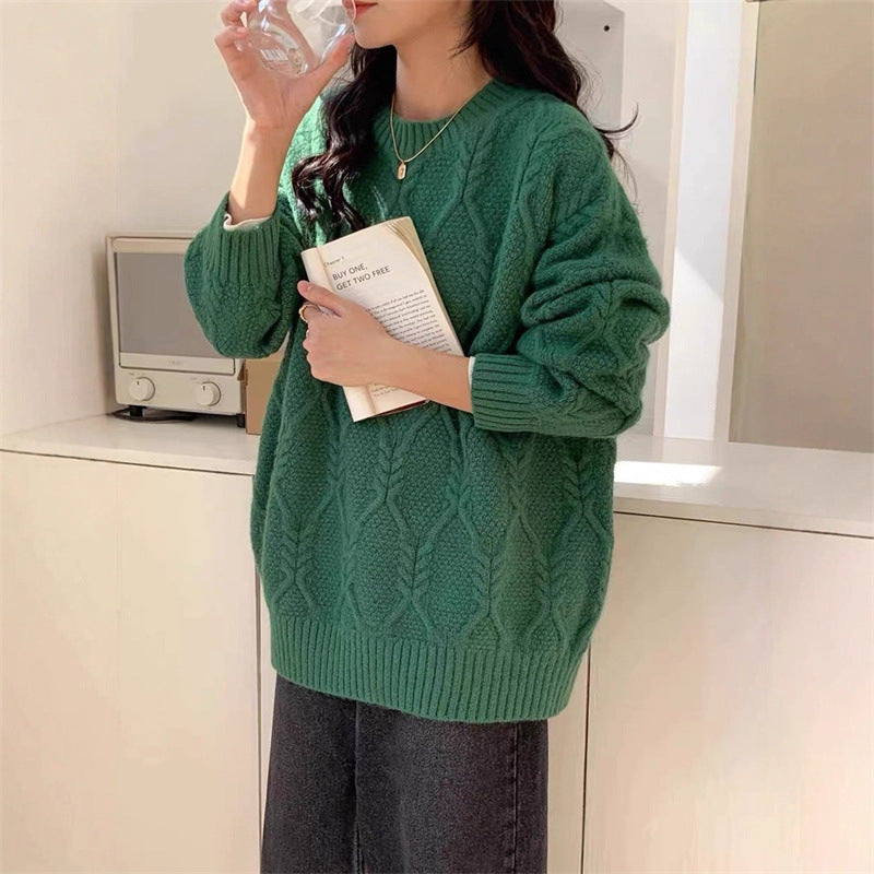 Damen Strickpullover mit Zopfdesign und lässigem Schnitt Drune