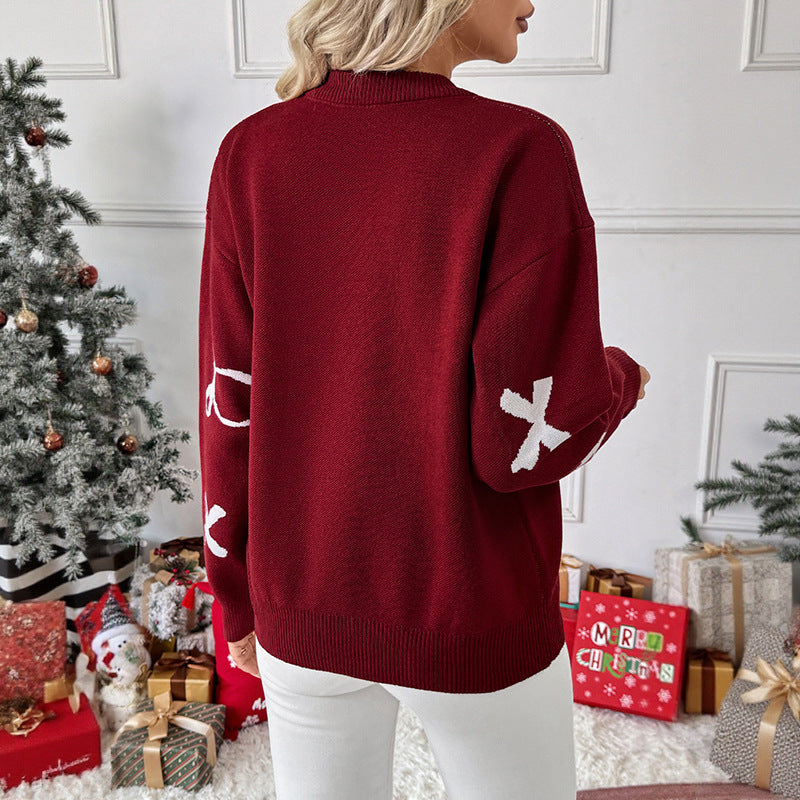 Damen lässiger Pullover mit verspieltem Schleifenmuster Drune